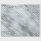 Blauwe grijze zilverkleurige eenhoornstaarten hart cadeaupapier (Vlak)