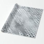 Blauwe grijze zilverkleurige eenhoornstaarten hart cadeaupapier (Uitgerold)