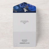 Blauwe grijze zilverkleurige roos elegant vlinderg all in one uitnodiging (Buitenkant)