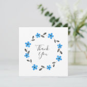 Blauwe grijze zwarte Waterverf Floral Wreate Bedankkaart (Staand voorkant)