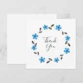 Blauwe grijze zwarte Waterverf Floral Wreate Bedankkaart (Voorkant / Achterkant)
