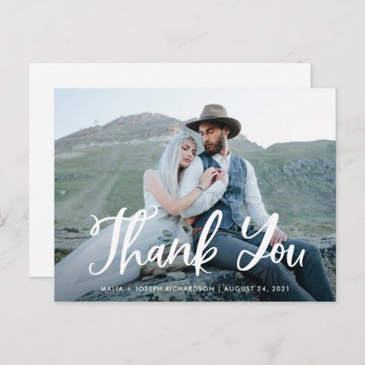 blauwe gril | Trouwfoto Dank u wel Briefkaart (Voorkant / Achterkant)