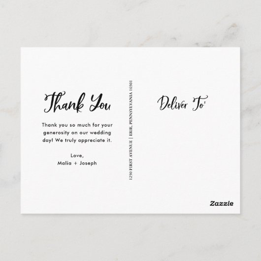 blauwe gril | Trouwfoto Dank u wel Briefkaart (Achterkant)