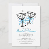 Blauwe grillige Champagne Bruids Douche Uitnodigin Kaart (Voorkant)