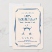 Blauwe grillige funky vrijgezellenfeest kaart (Voorkant)