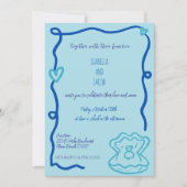 Blauwe grillige hand getekend eigenzinnige Wavy br Kaart (Voorkant)