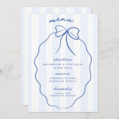 Blauwe grillige Hand getrokken Bow Wedding Menu (Voorkant / Achterkant)