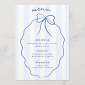 Blauwe grillige Hand getrokken Bow Wedding Menu (Voorkant)