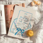 Blauwe grillige Hand getrokken citroen Vrijgezelle Kaart