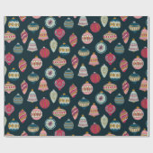 Blauwe grillige pastel kerstdecoratie cadeaupapier (Vlak)