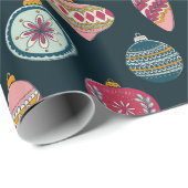 Blauwe grillige pastel kerstdecoratie cadeaupapier (Rol Hoek)