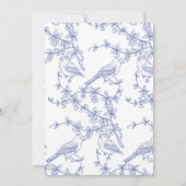 Blauwe grillige Tuin Chinoiserie Bruidsbrunch Kaart (Achterkant)