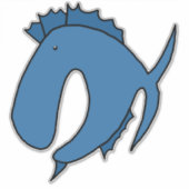 Blauwe grillige vis sticker (Voorkant)