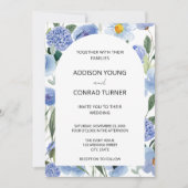 Blauwe grillige Waterverf Botanische bruiloft Kaart (Voorkant)