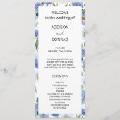 Blauwe grillige Waterverf Botanische bruiloft Programmakaart (Voorkant)