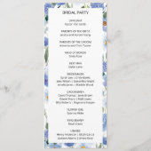 Blauwe grillige Waterverf Botanische bruiloft Programmakaart (Achterkant)