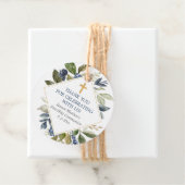 Blauwe groenblaasgoud eerste communiqué baptisme bedankjes labels (In situ)