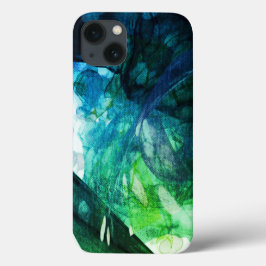 Blauwe groene abstracte kunst Case-Mate iPhone case