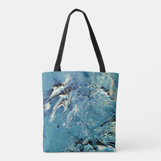 Blauwe groene abstracte kunsttas tote bag (Achterkant)