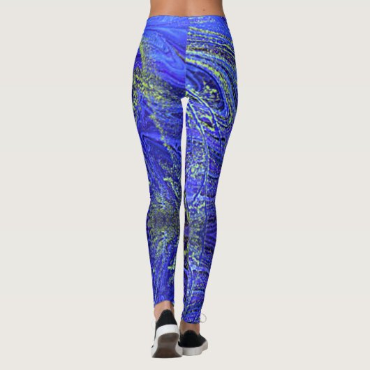 Blauwe groene Abstracte Leggings (Achterkant)