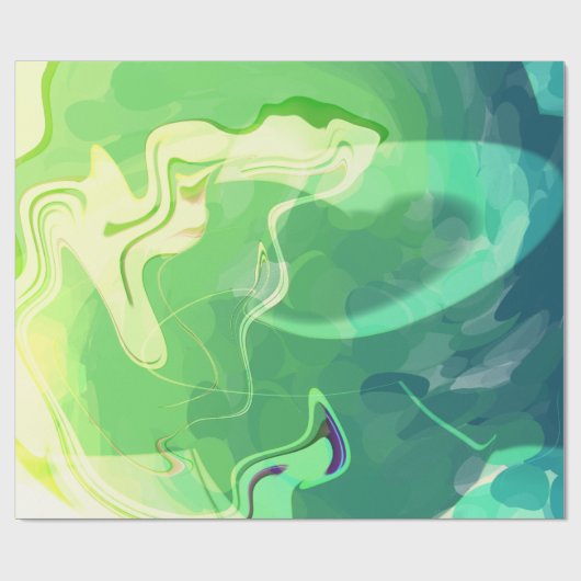 Blauwe Groene Abstracte Oceaan Cadeaupapier (Vlak)