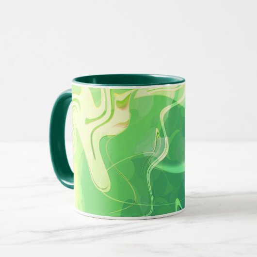 Blauwe Groene Abstracte Oceaan Mok (Voorkant links)