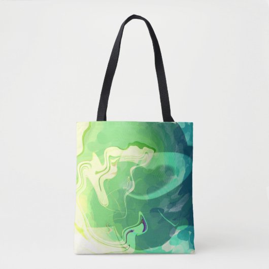 Blauwe Groene Abstracte Oceaan Tote Bag (Voorkant)