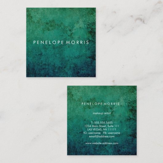 Blauwe groene Abstracte schoonheidslijst Vierkante Visitekaartje (Voorkant / Achterkant)