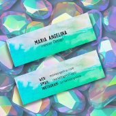 Blauwe groene abstracte waterverf mini-visitekaart mini visitekaartje