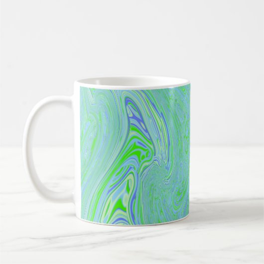 Blauwe Groene Amoeba Wave Koffiemok (Links)