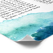 Blauwe groene Aqua Waterverf weddenschappen Poster (Hoek)