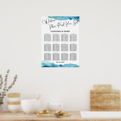 Blauwe groene Aqua Waterverf weddenschappen Poster (Keuken)