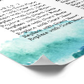 Blauwe groene Aqua Waterverf weddenschappen Poster (Hoek)