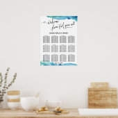 Blauwe groene Aqua Waterverf weddenschappen Poster (Keuken)