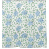 Blauwe Groene Aquarel Wilde Bloem Douchegordijn (Voorkant)