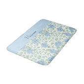 Blauwe groene aquarel wilde bloem monogram badmat (Gekanteld)