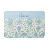 Blauwe groene aquarel wilde bloem monogram badmat (Voorkant)