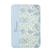 Blauwe groene aquarel wilde bloem monogram badmat (Voorkant Verticaal)