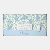 Blauwe Groene Aquarel Wilde Bloem Monogram Naam Bureaumat (Keyboard & Muis)