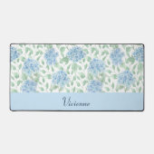 Blauwe Groene Aquarel Wilde Bloem Monogram Naam Bureaumat (Voorkant)