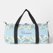 Blauwe groene aquarel wilde bloem monogram plunjezak (Voorkant)