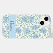 Blauwe Groene Aquarel Wilde Bloem Naam Case-Mate iPhone Case (Achterkant (horizontaal))