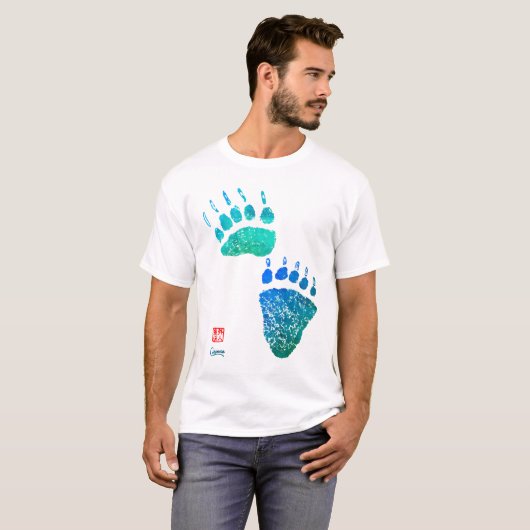 Blauwe groene Beren poten - Mannen Basic T-shirt (Voorkant volledig)