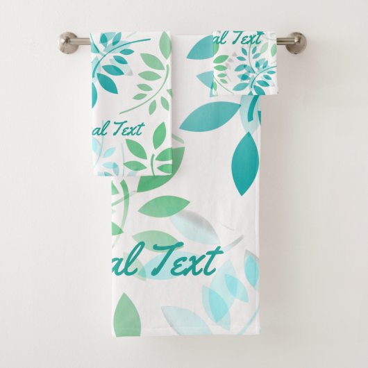 Blauwe groene bladeren bad handdoek (Insitu)