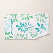 Blauwe groene bladeren bad handdoek (Handdoek)