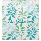 Blauwe groene bladeren douchegordijn (Voorkant)