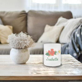 Blauwe groene bladeren gele wildbloemen matglas koffiemok