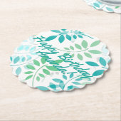 Blauwe groene bladeren kartonnen onderzetters (Gekanteld)