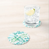 Blauwe groene bladeren kartonnen onderzetters (Insitu)