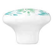 Blauwe groene bladeren keramische knop (Zijkant)